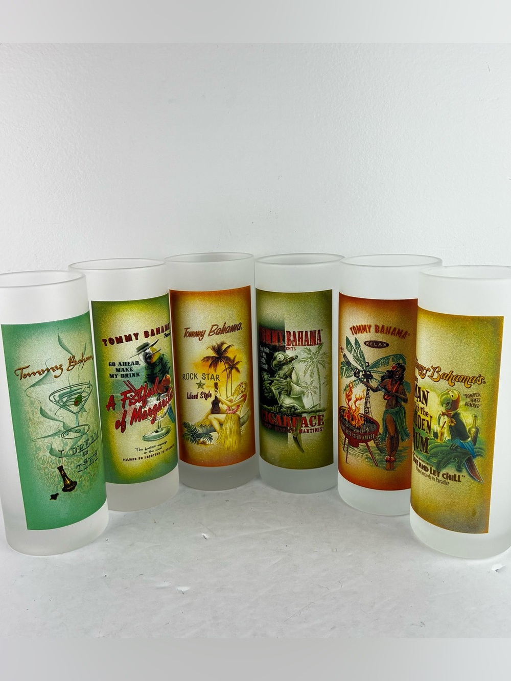 Tommy Bahama Vintage Y2K Frosted Set of Six Highball Glasses